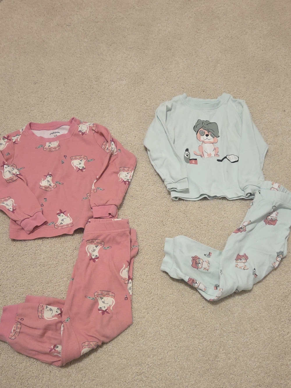 Pekkle 2T Girls Cat Dog Print Pajamas